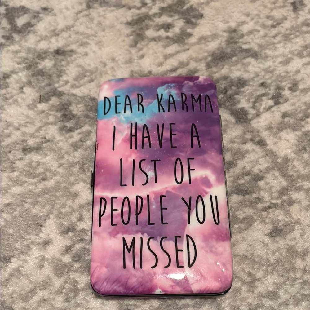 Colorful hard Case wallet with Karma Quote